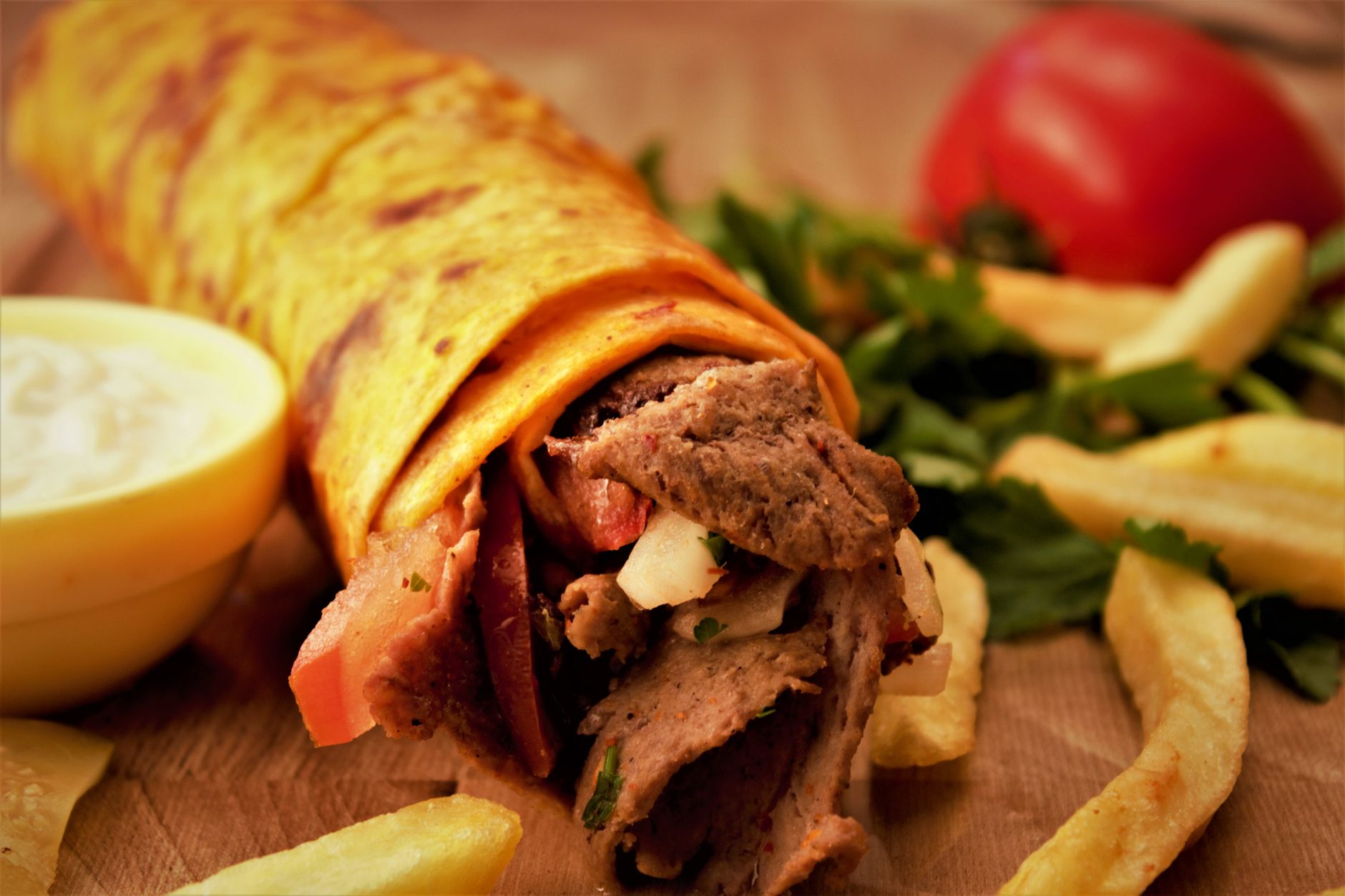Shawarma chuck roast wrap