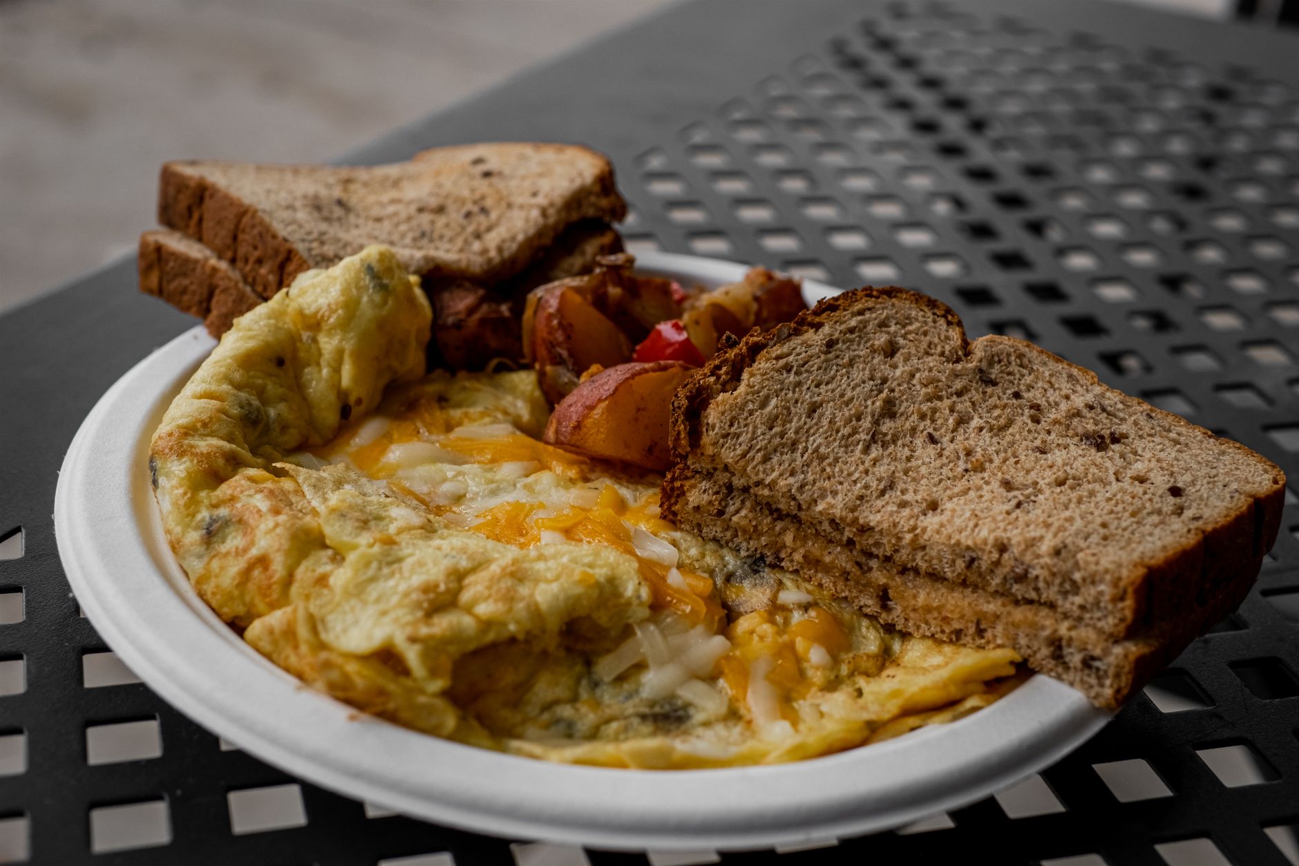 Chorizo, potato & cheese omelette