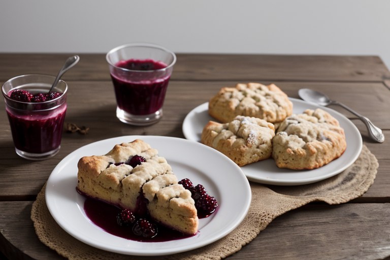 Apple scones with blackberry compote
